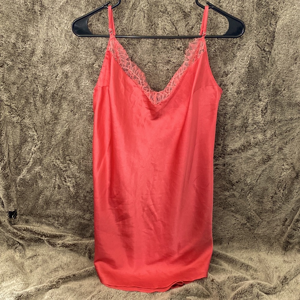 Sexy Pink Silk Lace Slip